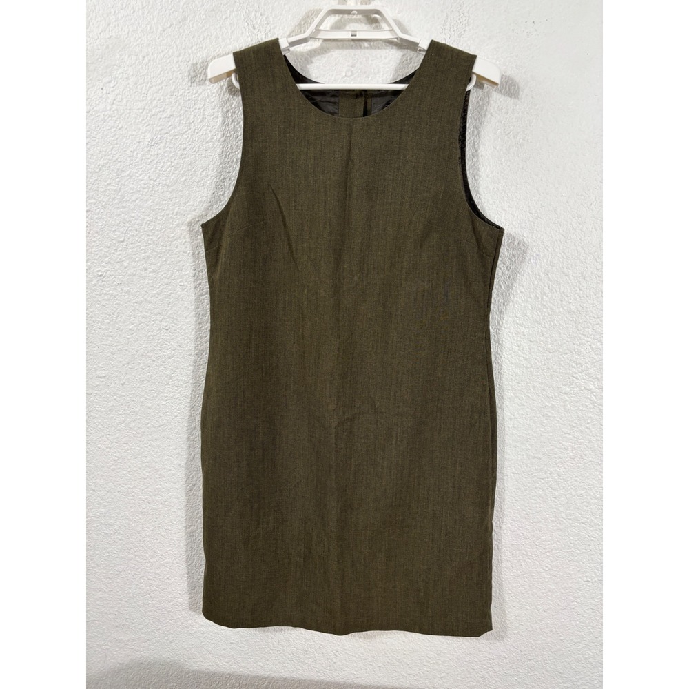 Christopher & Banks Shift Dress Womens 8 Olive Green Sleeveless Mini Y2K Vintage